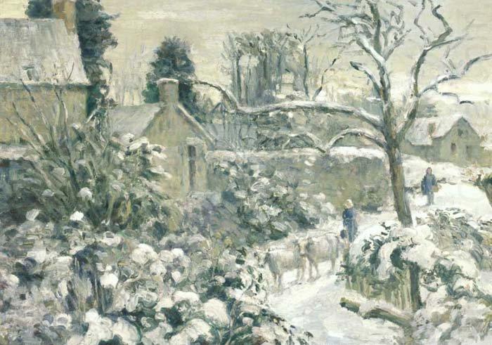 Snowscape with Cows Montfoucault, Camille Pissarro